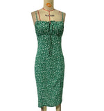 New Spring And Summer Floral Dress Open Back Split Sexy Suspender Hip Wrap Dress Holiday Leisure Beach Street