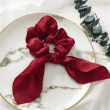 Chiffon Bowknot Elastic Hair Bands For Women Girls Solid Color Scrunchie Headband Hair Ties Ponytail Holder Hair