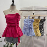Lattice Tset Bra Sling Sling Vest Sleeveless T-Shirt Twive Tidal Twives Fluttering With Flower Top Woman