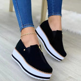 Zingj Shoes 2024 Spring And Autumn New Style Low-Top Thick Soles Heightened Casual Women's Shoes Muffins One Foot On Lazy