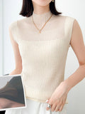 Zingj New Lady Spring And Autumn With Vest Female Worsted Wool Sleeveless Jacket Hollow Out Thin Knit Bottom