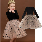 Girls Long Sleeves Dress Sequins Star Party Princess Dress Children's Casual Clothing Winter Daily Clothes Vestido