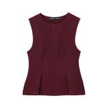 And Winter New Short Skirt Hem Sleeveless Folding Top