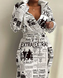 E-Commerce Independent Station Women's Printed Waist Pocket Dress
