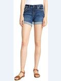 Summer Women's Casual Straight Tube Hem Retro Blue Denim Shorts Shorts-Outfit