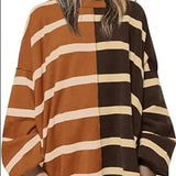 Zingj Wise Hot Style Autumn And Winter New Striped Knit Long Sleeve Hoodie Women-Outfit