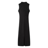 New Wrinkle Decorated Slim Long Midi Dress