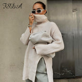 2021 Autumn Winter Turtleneck Oversized Pullover Women Casual Loose Knitted Sweater Long Sleeve Jumper Tops