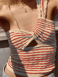 Knitted Stripe One Shoulder Tank Top- Outfit