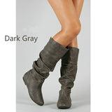 Flat-Bottomed Long Boots Women Autumn And Winter New In The New Increase In The Pu Leather Face Round Head Cover Thin Women