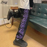 Hop Pants Women Harajuku Chic Leopard Design Unisex BF Style Teens Streetwear Couples Popular Workout Summer Ladies