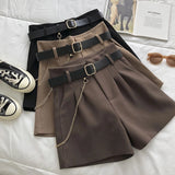 New Summer Women's Shorts Button Solid Color Pocket Casual High Waist Suit Shorts Casual Thin Women Clothing + Send