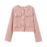New Clip Round Collar Short Jacket