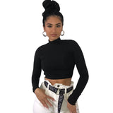 Zingj Autumn And Winter New Round Collar Long Sleeve Sexy Back Strap Slim T-Shirt Women A