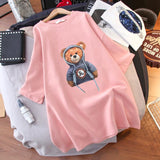 100% cotton cartoon printed short sleeve T-shirt women loose tops Summer streetwear O-neck sweet girls tee shirt