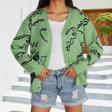Long-Sleeved Knitted Autumn And Winter New Coat Loose Cartoon Dinosaur