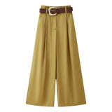 Summer New Women's Gold Button Dress Silk T-Sense Trousers Suit