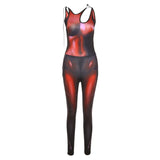 Women Summer Autumn Sleeveless Printed Bodycon Club Red Jumpsuit Overall 2021 Fall Clothes Wholesale Items