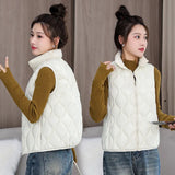 Cotton Vest Female Short Standing Collar Diamond Ge Qiu Dong New Korean Cotton Vest Cotton Vest Coat Fashion Cotton Horse Clip-Outfit