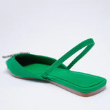 ZAR 2022 Summer New Green Single Shoes Women Fashion Pointed Toe Flat Rhinestone Muller Sandals And Slippers Woman Shoes