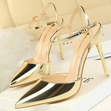 Shoes Fashion Sandals Women 2021 Patent Leather High Heels Women Sandals Summer Heeled Sandals Pointed Toe Women