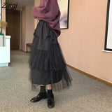 Skirts Women High Waist Ladies Solid Elegant Lovely Simple Bowknot Mesh Korean Style Casual Womens Fashion New Arrival