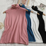 sweater vest autumn spring simple solid knitted turtleneck tank top women cozy