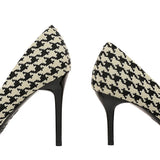 Zingj Thousand Bird Case High Heels Slender High Heels Shallow Pointed Pearl Chain Plaid Women's Single