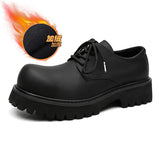 Zingj Shoes Men's Shoes Black Dumb Bright White Head Leather Shoes 2023 New Autumn And Winter Thick Bottom Tide Shoes