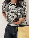 Cropped Pullovers For Women Beading Summer Korean Jumper O-neck Casual Knitted Sweater Tops Pull Femme Sueter