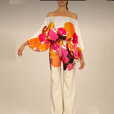 New Women's Loose Bat Sleeve Top Women's Broad Leg Trousers Fashion Suit Women Two