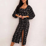 Side Split High Waist Long Dress Women Lace Up Off Shoulder Elegant Female Dresses 2022 Summer Beach Party Lady
