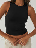 Tight Bottomed Shirt With Round Neck Racerback