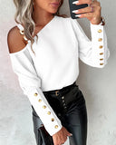 Zingj Hot Style Autumn And Winter Solid Color Metal Buckle Diagonal Shoulder Collar Button Shirt Shirt