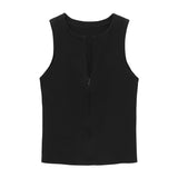 Girl Round Collar Zipper Sleeveless Sling Vest Women's Summer 2025 New Fashion Slim Solid Color Top