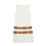 Spring Double Belt Decorated Tight Sleeveless Mini Dress