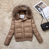 Winter Big Raccoon Feather Collar Down Jacket Female Short Yao Di Slim Add Thick Show Thin Waist Coat Tide-Outfit