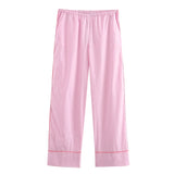 New Rolled-Edged Poplin Shirt Rolling-Edged Pajamas Style Pants