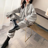 Zingj Casual Sports Suit Female 2024 Spring And Autumn New Pure Color All-Match Loose Skinny Pants Two Sets Of Female Tide-Outfit