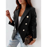 Zingj And Winter New Long Sleeve Double-Breasted Fashion PU Leather Suit Small