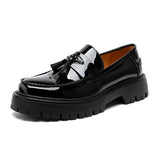 Zingj Small Leather Shoes Men's Platform Korean Version Of Tassel A Foot Pedal Formal Casual Height Hair Stylist Men's Shoes