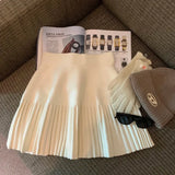 Knitted Pleated High-Waisted Mini Skirt- Outfit