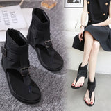 Zingj Sandals For Women Spot Korean Version Of Belt Buckle High Side Toe Clamp Comfortable Thick Heel Herringbone