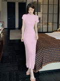 Zingj Break French Style Dress For Children In Summer 2024 New Slim Knit Buttocks