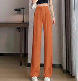 Zingj Pants Female Spring And Autumn 2024 New High Waist Hanging Feeling Loose Straight Leg Hanging Feeling Wide Leg Pants Large Size Pink Casual
