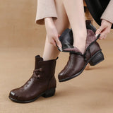 Zingj Autumn New Low-Heeled Crocodile Martin Boots Korean Version Leisure Fashion Leather Boots Warm And Comfortable Cotton