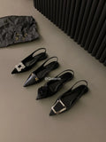 Zingj Flat Black Head Sandals Fairy Shoes 2023 New Spring And Summer Pointed Rhinestone Temperament Single