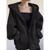 Solid Color Pullover Zip Up Oversized HoodieOutfit