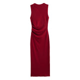 New Wrinkle Decorative Thread Slim Dress
