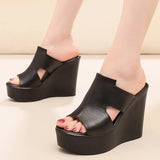 Hollow Waterproof Table Thick Bottom One-Word Drag High Slope And Fitting Room Slippers Soft Bottom Loose Cake 4243 Women Cold